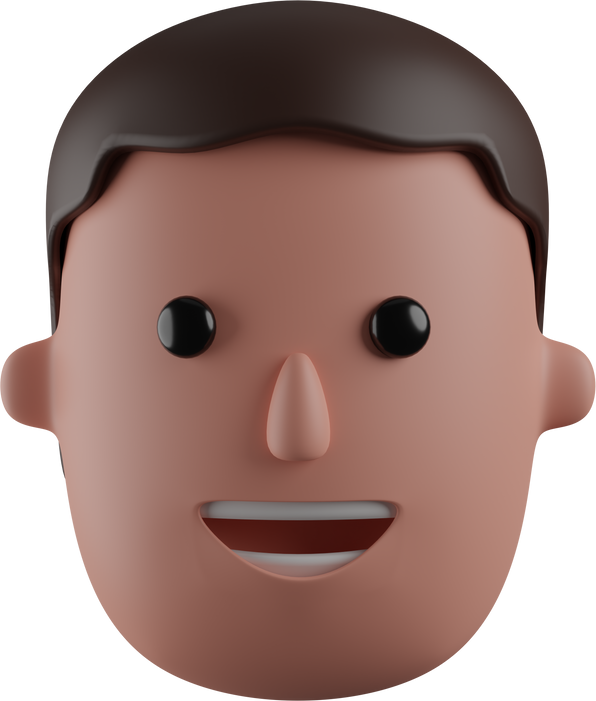 3D illustration of a man smiling happy Cartoon close up port